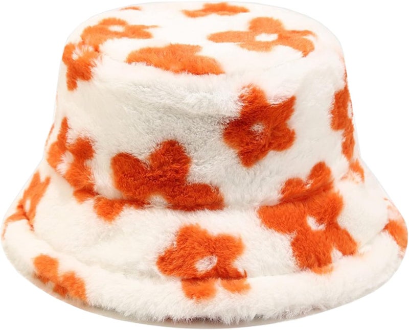 Dirholl Women's Winter Faux Fur Fuzzy Warm Bucket Hat - Image 1